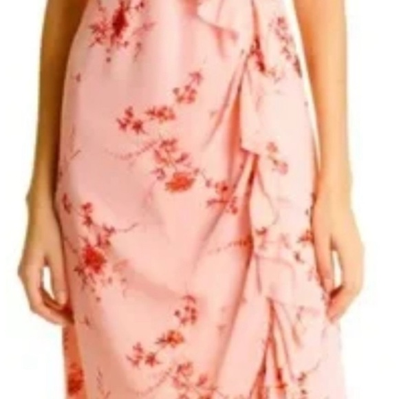 Cinq A Sept Fleur Sheila Ruffle Wrap Midi Dress In Pale Rose Multi Size 6 - Picture 5 of 12